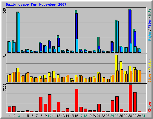 Daily usage for November 2007