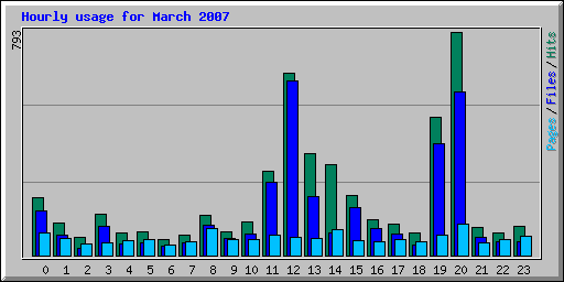 Hourly usage for March 2007